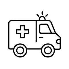 ambulance icon, vehicle line art, vehicle vector - simple black line art icon of ambulance perfect for logos, and vehicle-themed designs.