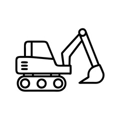 Naklejka premium backhoe icon, vehicle line art, vehicle vector - simple black line art icon of backhoe perfect for logos, and vehicle-themed designs.