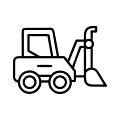 backhoe icon, vehicle line art, vehicle vector - simple black line art icon of backhoe perfect for logos, and vehicle-themed designs.