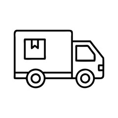 box truck icon, vehicle line art, vehicle vector - simple black line art icon of box truck perfect for logos, and vehicle-themed designs.
