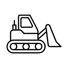 Naklejka premium bulldozer icon, vehicle line art, vehicle vector - simple black line art icon of bulldozer perfect for logos, and vehicle-themed designs.