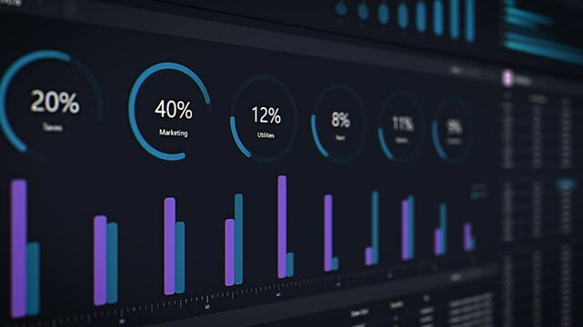 Interactive Business Management Software User Interface with Dynamic Charts and Analytics. Visualizing Financial Data, Strategy Optimization Tools, Intuitive and Effective Management Solution Template