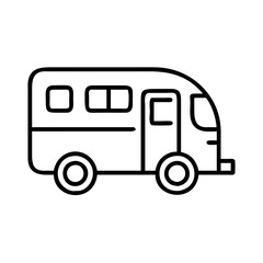 camper van icon, vehicle line art, vehicle vector - simple black line art icon of camper van perfect for logos, and vehicle-themed designs.