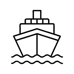 ferry icon, vehicle line art, vehicle vector - simple black line art icon of ferry perfect for logos, and vehicle-themed designs.