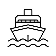 ferry icon, vehicle line art, vehicle vector - simple black line art icon of ferry perfect for logos, and vehicle-themed designs.