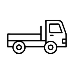 flatbed truck icon, vehicle line art, vehicle vector - simple black line art icon of flatbed truck perfect for logos, and vehicle-themed designs.