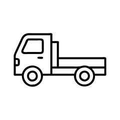 flatbed truck icon, vehicle line art, vehicle vector - simple black line art icon of flatbed truck perfect for logos, and vehicle-themed designs.