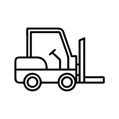 forklift icon, vehicle line art, vehicle vector - simple black line art icon of forklift perfect for logos, and vehicle-themed designs.