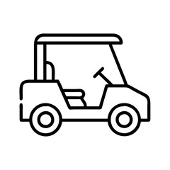 golf cart icon, vehicle line art, vehicle vector - simple black line art icon of golf cart perfect for logos, and vehicle-themed designs.