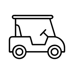 golf cart icon, vehicle line art, vehicle vector - simple black line art icon of golf cart perfect for logos, and vehicle-themed designs.
