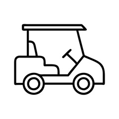 golf cart icon, vehicle line art, vehicle vector - simple black line art icon of golf cart perfect for logos, and vehicle-themed designs.