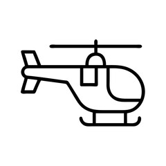 helicopter icon, vehicle line art, vehicle vector - simple black line art icon of helicopter perfect for logos, and vehicle-themed designs.