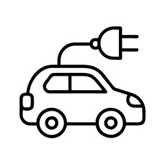 hybrid car icon, vehicle line art, vehicle vector - simple black line art icon of hybrid car perfect for logos, and vehicle-themed designs.