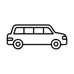 limousine icon, vehicle line art, vehicle vector - simple black line art icon of limousine perfect for logos, and vehicle-themed designs.