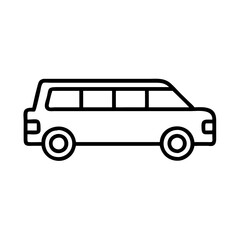 limousine icon, vehicle line art, vehicle vector - simple black line art icon of limousine perfect for logos, and vehicle-themed designs.