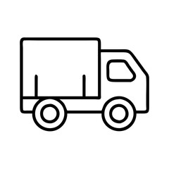 Naklejka premium lorry icon, vehicle line art, vehicle vector - simple black line art icon of lorry perfect for logos, and vehicle-themed designs.