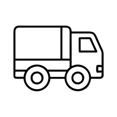 lorry icon, vehicle line art, vehicle vector - simple black line art icon of lorry perfect for logos, and vehicle-themed designs.