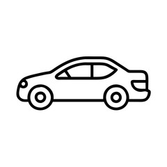 luxury car icon, vehicle line art, vehicle vector - simple black line art icon of luxury car perfect for logos, and vehicle-themed designs.