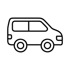 minivan icon, vehicle line art, vehicle vector - simple black line art icon of minivan perfect for logos, and vehicle-themed designs.