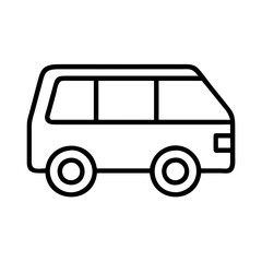 minivan icon, vehicle line art, vehicle vector - simple black line art icon of minivan perfect for logos, and vehicle-themed designs.