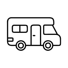 motorhome icon, vehicle line art, vehicle vector - simple black line art icon of motorhome perfect for logos, and vehicle-themed designs.