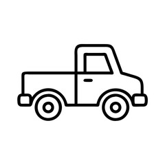 Fototapeta premium pickup truck icon, vehicle line art, vehicle vector - simple black line art icon of pickup truck perfect for logos, and vehicle-themed designs.