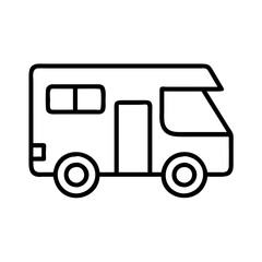 rv recreational vehicle icon, vehicle line art, vehicle vector - simple black line art icon of rv recreational vehicle perfect for logos, and vehicle-themed designs.