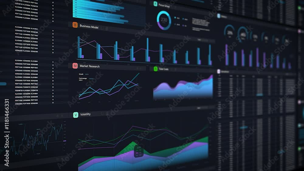 Poster online business management dashboard interface displaying sales metrics, revenue trends and growth p