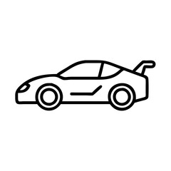 sports car icon, vehicle line art, vehicle vector - simple black line art icon of sports car perfect for logos, and vehicle-themed designs.
