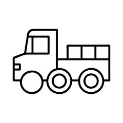 tractor trailer icon, vehicle line art, vehicle vector - simple black line art icon of tractor trailer perfect for logos, and vehicle-themed designs.