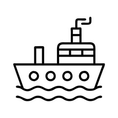 tugboat icon, vehicle line art, vehicle vector - simple black line art icon of tugboat perfect for logos, and vehicle-themed designs.