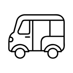 tuk tuk icon, vehicle line art, vehicle vector - simple black line art icon of tuk tuk perfect for logos, and vehicle-themed designs.