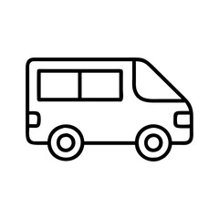 van icon, vehicle line art, vehicle vector - simple black line art icon of van perfect for logos, and vehicle-themed designs.