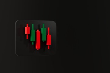 3d Candlestick Growth stock diagram graph pattern icon. Business investment market trade exchange analysis chart and economy finance report ticker rising isolated on transparent background. 3d render.