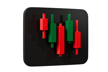 3d Candlestick Growth stock diagram graph pattern icon. Business investment market trade exchange analysis chart and economy finance report ticker rising isolated on transparent background. 3d render.