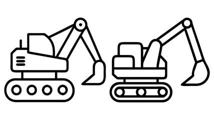 excavator icon, vehicle line art, vehicle vector - simple black line art icon of excavator perfect for logos, and vehicle-themed designs.