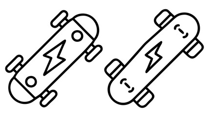 electric skateboard icon, vehicle line art, vehicle vector - simple black line art icon of electric skateboard perfect for logos, and vehicle-themed designs.