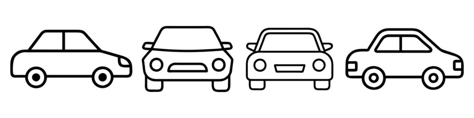 sedan icon, vehicle line art, vehicle vector - simple black line art icon of sedan perfect for logos, and vehicle-themed designs.