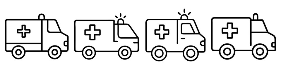 ambulance icon, vehicle line art, vehicle vector - simple black line art icon of ambulance perfect for logos, and vehicle-themed designs.