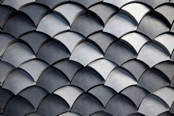 Obraz premium Overlapping curved gray shingles