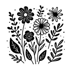 Vector hand-drawn flower and leaf elements, a vintage flower doodle collection designed for templates and wedding themes.