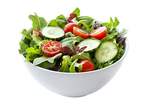 a bowl of mixed vegetables salad isolated on transparent or white background, png healthy food cutout