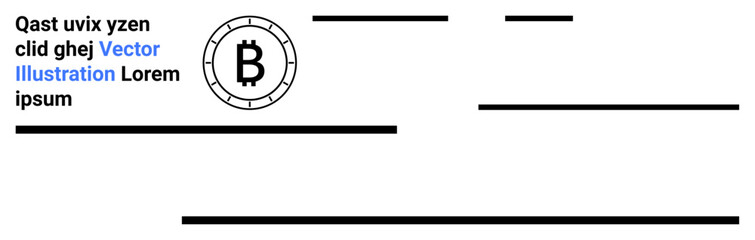 Bitcoin symbol with text placeholders. Ideal for cryptocurrency, finance, blockchain, investment, digital currency, fintech, websites. Minimalist design emphasizing the concept. Landing page