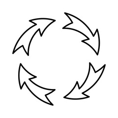 Arrow cycle icon. Circular flow symbol. Continuous loop design. Simple vector graphic.