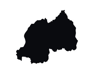 Rwanda Map vector icon. Map of Rwanda Black Silhouette.
