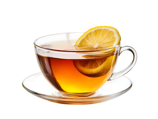 a glass of lemon tea isolated on transparent or white background