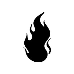 A cool fire flame icon silhouette on white background