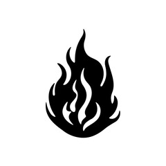 Fire flame icon silhouette on white background
