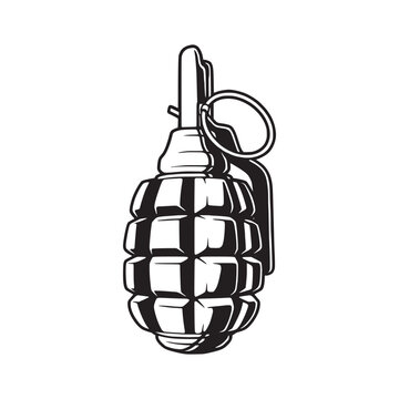 recommend clip art: Vintage hand grenade concept design. Military hand grenade illustration, vector.