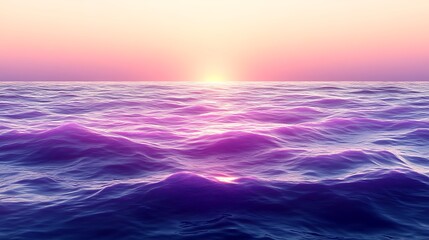 Obraz premium Purple sunset over calm ocean waves.